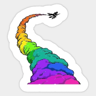 Rainbow Broomstick Sticker